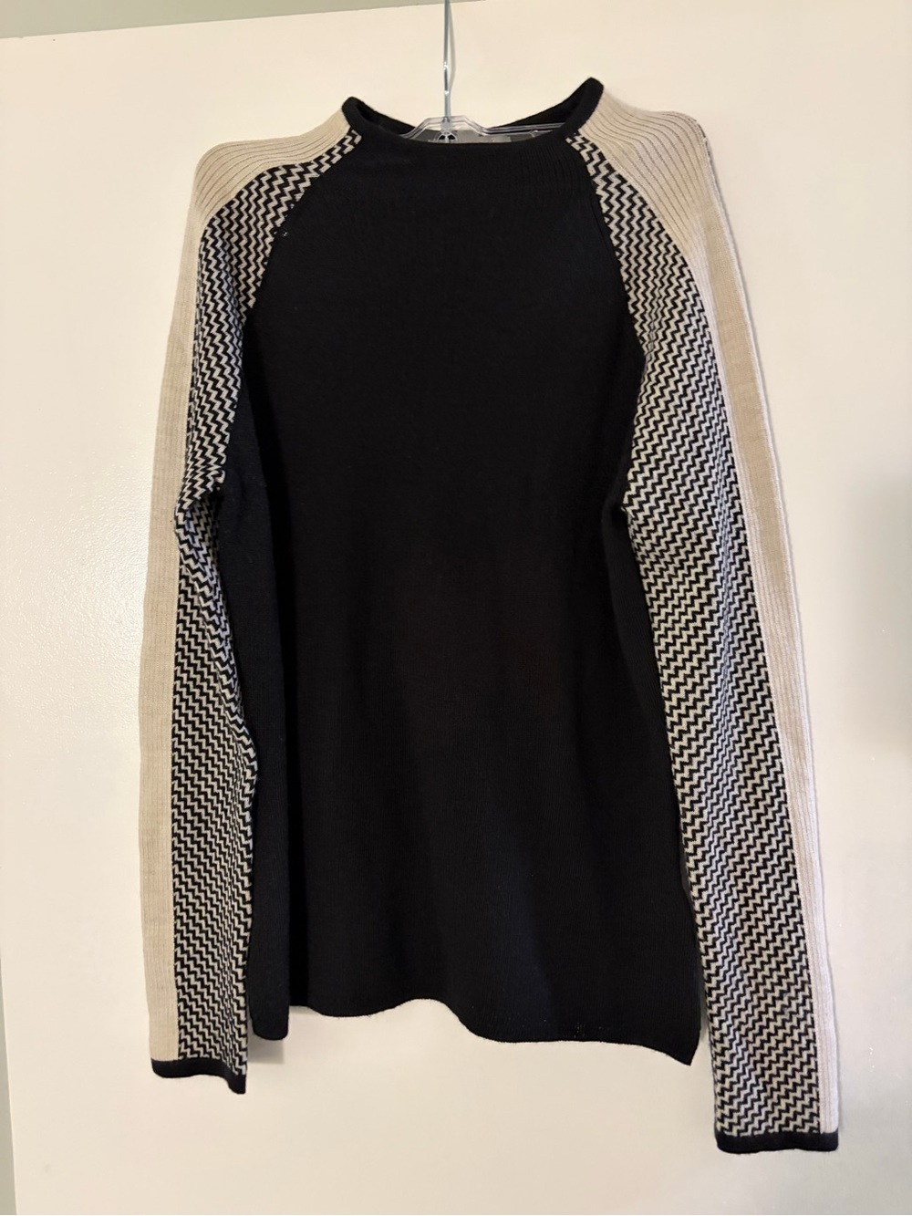 Smartwool Dacono Funnel Neck Sweater Black White Size Large